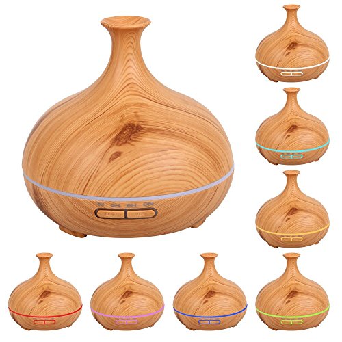 Dricar LED Luftbefeuchter 300ML Ultraschall Aroma Diffuser Befeuchter Tragbare Holzmaserung - 8