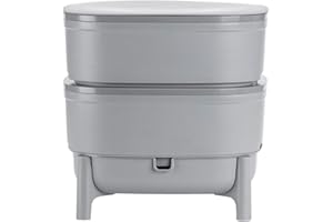 PLASTIA Vermicompost per Cucina e Balcone - Wormbox Simile Alla Torba - Vermicompostaggio Design in Plastica Riciclata al 100% - Volume 30 Litri, Grigio