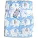 Super Soft & Fluffy Large Patterned Baby Blanket (Blue Elephants)