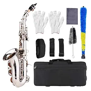 Brass Golden Carve Pattern Bb Bend Althorn Soprano Saxophone Sax Pearl White Shell Buttons Wind Instrument with Case Gloves Cleaning Cloth Belt Brush