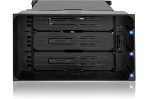 ICY DOCK Backplane Cage / Rack Mobile sans tiroir pour 3 HDD Disque Dur 3,5" SATA/SAS Hot Swap dans 2 Baies de 5,25" avec câbles - flexiDOCK MB830SP-B