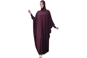 POIUIYQA Femme Musulmane Tenue de Priere Robe Abaya Femme Musulmane Tenue de Priere Femme Musulmane Robe de Priere 1 Piece à Manches Longues Vêtements