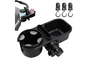 PANTHEM Getränkehalter Kinderwagen mit Aufbewahrungsbox & Smartphone Halter, Universal Flaschenhalter Fahrrad, 360° Rotation Becherhalter für Elektroscooter, Einkaufswagen, Rollstuhl, Rollator, Babyschale