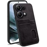 Zebana Xiaomi Redmi Note 13 Pro 4G ile Uyumlu Kılıf Zebana Kartlıklı L&uuml;x Deri Kılıf Siyah
