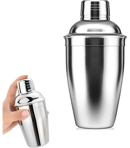 Kit Shaker à Cocktail En Verre 40 Cl - 4 Pièces (shaker, Passoire, Cuillère, Doseur) - Argenté Kit Barman Débutant Argenté