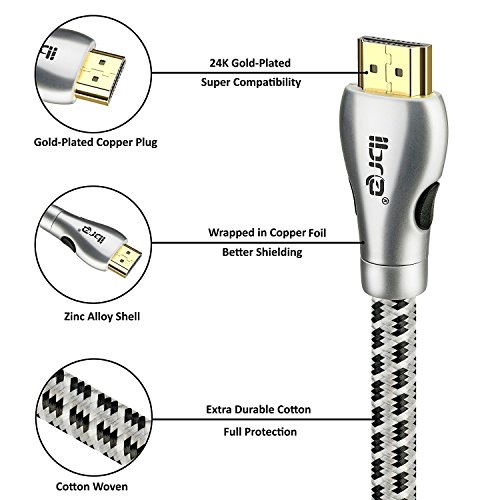 Ultra HD 4k HDMI Kabel 1.4a / 2.0 High Speed with Ethernet neues Kabel 3 fach geschirmt inkl. Stecker- und Kontaktschirmung 2160p Full HD 1080p 3D ARC CEC – 1.5m IBRA TITANIUM - 2