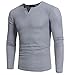 Produktbild Elecenty Herren Langarmshirt Longsleeve Slim Fit T-Shirt Leicht Oversize Basic Männer Sweatshirt Kompressionsshirt Grandad-Ausschnitt aus hochwertiger Baumwoll-Mischung (L, Grau 2)