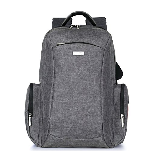 Preisvergleich Produktbild DOXUNGO Wickelrucksack Multifunktionale groß gräumig Mamatasche geschichtet Kinderwagentasche mit Wickelauflage für Mama Papa zum Reisen Wander Spaziergang (Grau)