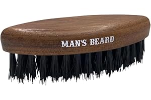 man's beard - brosse à barbe de poche - fabrication française avec poils de sanglier et manche en bois exotique