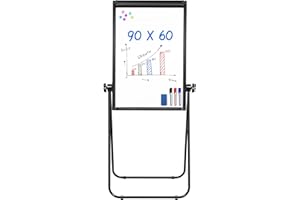 MAXTEK Lavagna bianca con supporto, 90 x 60 cm, lavagna magnetica cancellabile a secco, lavagna a fogli mobili, lavagna a doppia faccia, lavagna bianca portatile