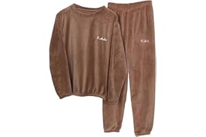 shownicer Pyjama Homme Ensembles de Pyjama Chaud en Polaire Coupe Slim Doux Confortable Vêtements de Nuit Col Rond à Manche Longue et Pantalon Deux Pièces Chauds Loungewear