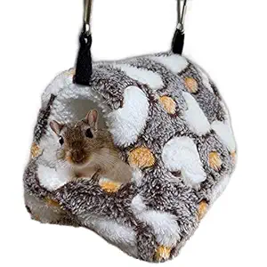 Hamster Hammock for Cage, Plush Hanging Bed for Small Animals, Guinea Pig Bedding Nest hideout for Chinchilla Squirrel Rat Hedgehog Gerbils Bird Parrot Winter Warm Playing Soft Sleeping Cute House