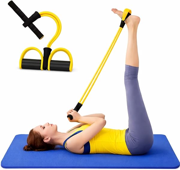 RENRANRING Resistance Bands for Exercise Workout, Stretching Tummy Toning Tube with Foam Handles,Yoga Pedal Puller Exercise Band or Men and Women (1, Yellow)