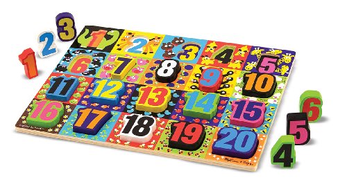Melissa & Doug Jumbo Numbers Wooden Chunky Puzzle (20 pcs)