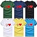 Produktbild Damen T Shirt, CixNy Bluse Damen Kurzarm Sommer Mode Locker Ärmelloses Herz Drucken Lässig O Hals Oberteil Tops (6-Rot, Large)