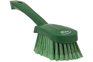 Vikan - Hygiène - Brosse à vaisselle - Avec manche court - Fibres douces à bout fendu - Vert