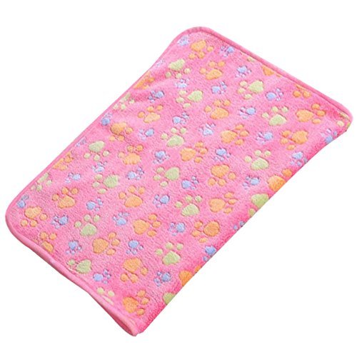 Dog-Pet-Cat-Soft-Blanket-Footprint-Puppy-M-Pink