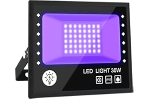 BOSITE Lumière Noire LED 30W,Imperméable IP66 Projecteur Lumière UV Extérieur,Lampe LED Violet,Eclairage à Effet pour Fête,Disco DJ,Soirée,Peinture Fluo,Affiche Fluorescente,Néon,Bar