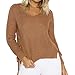 Produktbild Damen Bluse,feiXIANG Damen V-Hals Stricken Langarm Pullover Verband Ultra Lose Elastische Pullover (M, Braun)