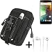 Produktbild Gürteltasche / Holster für OnePlus 2 (16 GB), schwarz + in ear headphones / Ohrstöpsel| Extrafächer mit Platz für Powerbank, Festplatte etc. - K-S-Trade(TM)
