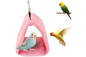 CQJ Bird Nest Snuggle Hut Soft Plush Hammock Hanging Cage Tent For Birds Parrot Winter Warm Bed Pet Toy for Hamster Parrot Macaw Budgies Eclectus Parakeet Cockatiels Cockatoo Lovebird (Pink)