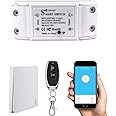 COLOROCK Smart WiFi Light Switch, RF Wireless Remote Control Switch Kit, APP & 433MHz, Compatible with Alexa/Google Home, Voice Control, Timer Function, No Hub Required, 1 Way, 10A