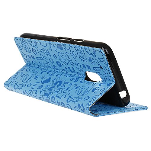 Handyhülle für Motorola Moto G4 Play,QUENJOY® Cartoon Textur Leder Tasche Smart Cover Flip Case Beschützer Haut Schutzhülle Hüllen für Lenovo/Motorola Moto G4 Play SM4386AE7L1,SM4386AD1L1 Smart Phone,Blau 02 - 5