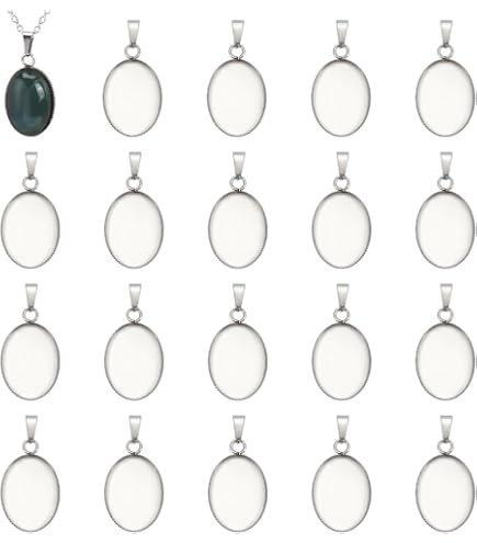 Anelli in lega, color argento, regolabili, con cabochon in vetro e