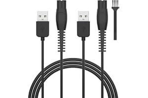 LIANSUM 2-Pack Caricatore Rasoio Cavo 5V per Philips Norelco One blade QP2724 QP2734 QP2824 QP2834 MG5950 MG5910 MG7910 QP4631 QP1324 S7887 S5898 MG9510 MG9520 PQ888 Caricabatterie Elettrico Alimentatore 2400