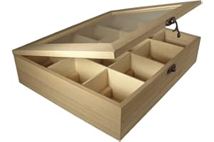 Rayher 6241500 Boite à Thé en Bois à 12 Compartiments - Boite de Rangement pour Vos Condiments, Sachets de Thé, épices, café en dosettes - Boite à Bois à Décorer Idéale pour Toute Décoration Créative