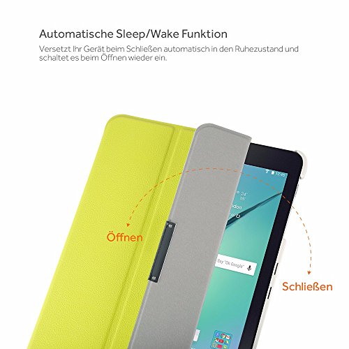 EasyAcc Samsung Galaxy Tab S2 9.7 Hülle Tasche mit M-Standfunktion Auto Wake up Sleep PU Leder hüllen für Samsung Galaxy Tab S2 (9.7 Wi-Fi ST810 / LTE SM-T815) Smart Cover mit Auto Sleep Wake up / Standfunktion (Grün, Kunstleder, Ultra Dünn) - 6