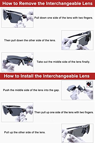 Ewin E12 Polarisierte Sport Sonnenbrille mit 4 austauschbaren für Herren Damen Golf Radfahren Fahren Angeln Laufen Brillen, TR90 unzerbrechlich Rahmen, Anti-Fog, wasserdicht Objektiv - 6