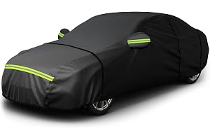 Favoto Bilskydd Vinter Vattentät Utomhus Bilpresenning För Sedan 3 Volymer 450-495 cm Tillverkad av PEVA och Bomull med Dragkedja, Anti-Vatten Damm Snö Kall Sol 490 x 190 x 150 cm