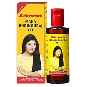 Baidyanath Mahabhringraj Tel - Ayurvedic Hair Oil, No Added Chemicals or Fragrance - 200 ml (Pack of 2)