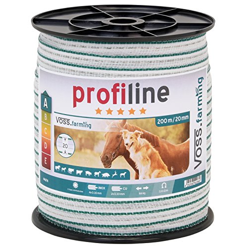Hochwertig Weidezaun Band 200m, 20mm, 2x0,3 Kupfer + 4x0,3 Niro, weiß-grün 4