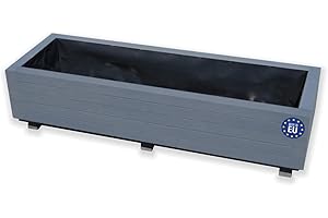 ‎ALFALUX alfalux Hochbeet 120 x 40 x 30H cm mit 2 x Wasserablauf Blumenkasten aus Holz Pflanzkübel Garten Balkon Terrasse GRAU ANTHRAZIT AB120KAN4030AN