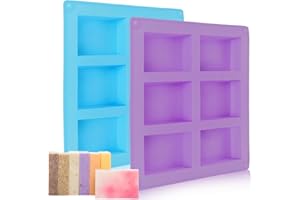 O-KINEE 2 Piezas Moldes para Jabones, Moldes Jabones Artesanales, Moldes Silicona Jabon Rectangular, Antiadhésif Moldes de Silicona para Jabon, Moldes de Silicona Para Hacer Jabones, Hielo, Resina Artesanía