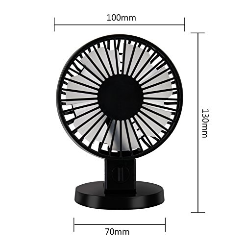 USB Ventilator, Aodoor Tischventilator Mini USB Ventilator Tragbarer USB Fan Geräuschlos Mini Ventilator für Büro Schreibtisch Fan (Schwarz) - 2