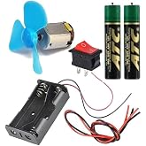 Artlantis Motor Deney Seti 1 Paket Pervane Dc Motor Anahtar Pil Yatağı İletken Kablo Pil Okul Sınıf Deney Malzemesi