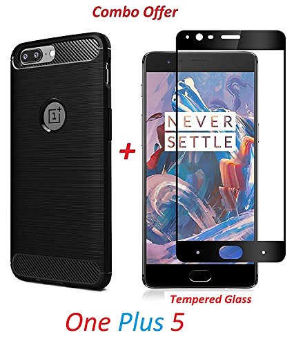 shoppingmonk OnePlus 5 / One plus 5 / One Plus Five/ OnePlus 5 (COMBO OFFER) Original Rugged Armor Shock Proof TPU Case for OnePlus 5 Back Cover Case ( Black ) + 2.5D curved 3D Edge to Edge Full Screen Tempered Glass Mobile Screen Protector - ( Black ) - Amazon