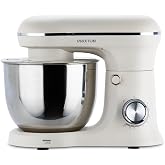 PRIXTON KR250 Pastry Mixer, Power 1500W, 10 Speed, 5 Litre Stainless Steel Bowl, 3 Accessories, Transparent Lid, Matte Cream