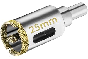 Meccion Diamond Hole Saw with Pilot Center Drill Bit 25mm Diamond Core Hole Cutter for Tile, Porcelain, Glass, Marble, Ceramic