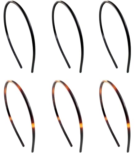 12 Cerchietti Sottili Per Donna In Plastica Satinata 0,5 Cm - Colori Unisex, Con Denti Antiscivolo, Per Acconciature E Fai Da Te