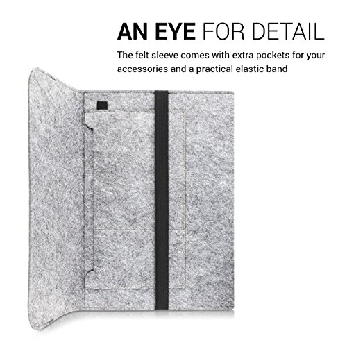 kwmobile Laptoptasche Filz Sleeve für 15″ 15,6″ Laptop / Ultrabook – Notebook Tasche Schutzhülle Laptop Case Hülle in Grau mit Innentaschen Innenmaße: ca. 41,5 x 31 cm - 4