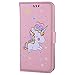 Produktbild iPhone 6 6S Hülle, Chreey (Unicorn) Niedlich [Regenbogen Einhorn] Glitzer Handyhülle Premium PU Leder Tasche Flip Wallet Cover mit Standfunktion Kartenfach Schutzhülle [Rosa]
