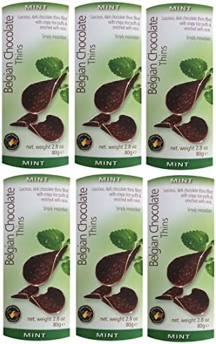 Belgium Chocolate Mint Thins, 80g - Pack of 6