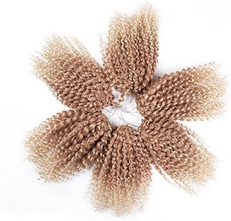 8Inch Marlibob Kinky Curly Crochet Hair Marly Braid Ombre Braiding Hair 6packs/lot Curly Weave Synthetic Crochet Hair Extensions 30g/pack (T27/613)