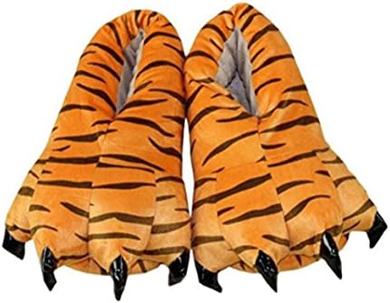 WWZ Kids Adults Indoor Winter Shoes Cartoon Animal Paw Anime Cosplay Slippers Shoes (Tiger, L)