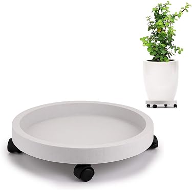 Plateau Carré Avec Roulettes Pour Pot De Fleurs - Intérieur 27 Cm - Plastique Gris - Déplacement Facile