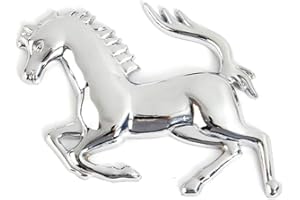 CCOZD Adesivo Auto per Ferrari SF90 F8 812 458 456 296 430 F12 Fender Window Bumper Body Badge Emblem 3D Accessori Cavalli da Corsa in Metallo,Left-Silver